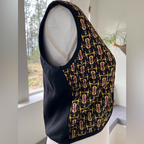 Vintage Silk Italian Cropped Equestrian Horsebit quilted Vest - Picture 9 of 12